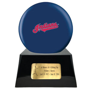 Baseball Team Urn - Cleveland Indians Ball Decor with Custom Metal Plaque Baseball Cremation Urn for Human Ashes - MLB URN - Memorials4u