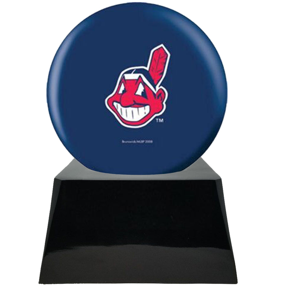 Baseball Cremation Urns For Human Ashes - Baseball Team Cremation Urn and Cleveland Indians Ball Decor with custom metal plaque - Memorials4u