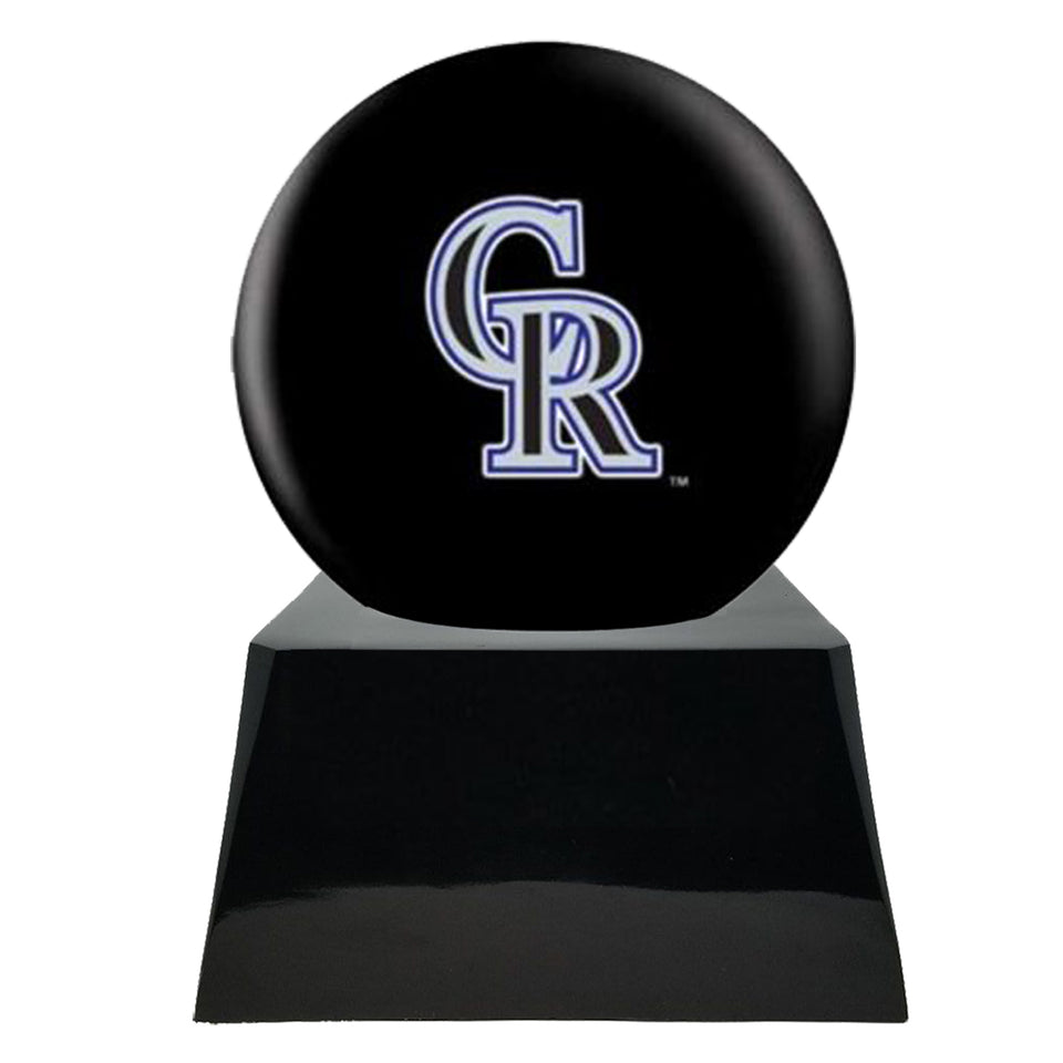 Baseball Team Urn - Colorado Rockies Ball Decor with Custom Metal Plaque Baseball Cremation Urn for Human Ashes - MLB URN - Memorials4u