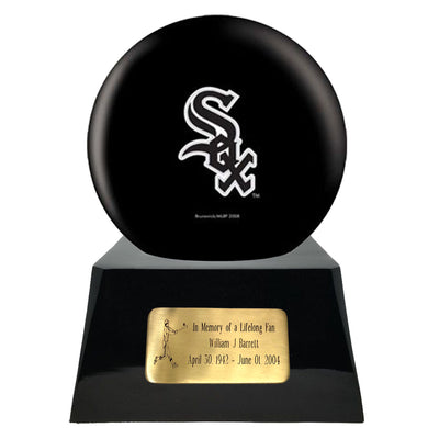 Baseball Team Urn - Chicago White Sox Ball Decor with Custom Metal Plaque Baseball Cremation Urn for Human Ashes - MLB URN - Memorials4u
