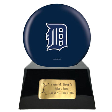 Baseball Team Urn - Detroit Tigers Ball Decor with Custom Metal Plaque Baseball Cremation Urn for Human Ashes - MLB URN - Memorials4u