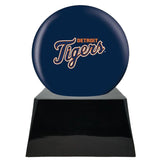 Baseball Cremation Urn with Optional Detroit Tigers Ball Decor and Custom Metal Plaque - Memorials4u