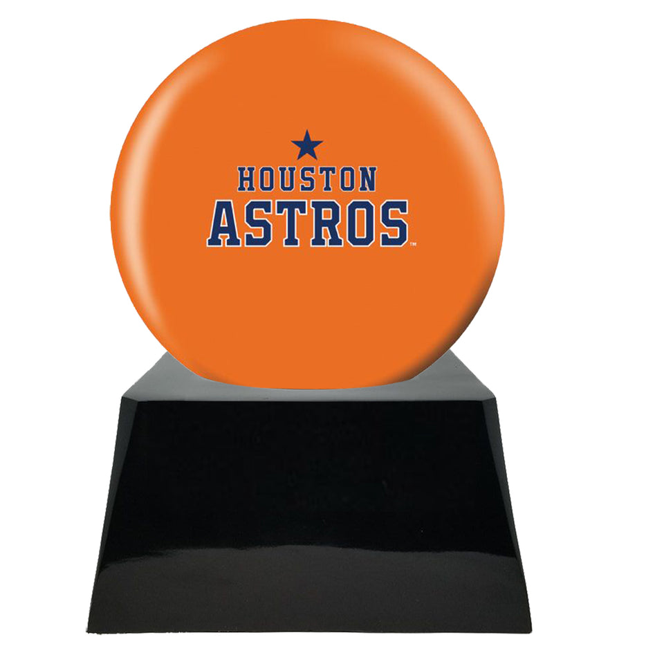 Baseball Team Urn - Baseball Cremation Urns for Ashes and Houston Astros Ball Decor with Custom Metal Plaque - Baseball Urn for Human Ashes - MLB URN - Memorials4u