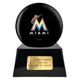 Baseball Cremation Urns For Human Ashes - Baseball Team Cremation Urn and Miami Marlins Ball Decor with custom metal plaque - Memorials4u