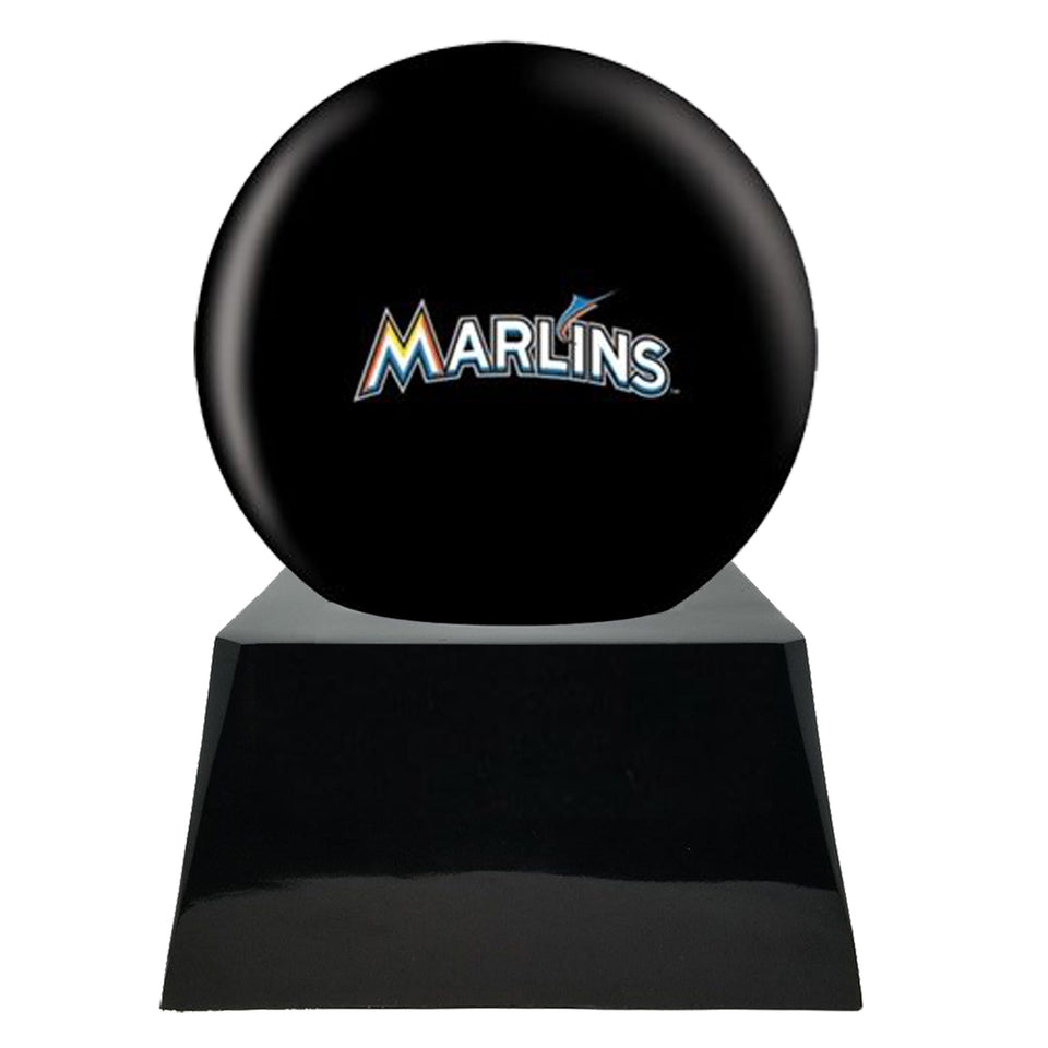 Baseball Team Urn - Miami Marlins Ball Decor with Custom Metal Plaque Baseball Cremation Urn for Human Ashes - MLB URN - Memorials4u