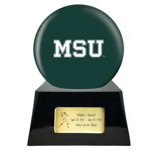 Football Urn - Michigan State Spartans Ball Decor with Custom Metal Plaque Football Cremation Urn for Human Ashes - NFL URN - Memorials4u