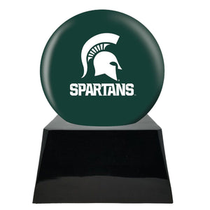 Football Cremation Urns For Human Ashes - Football Team Cremation Urn and Michigan State Spartans Ball Decor with Custom Metal Plaque - Memorials4u