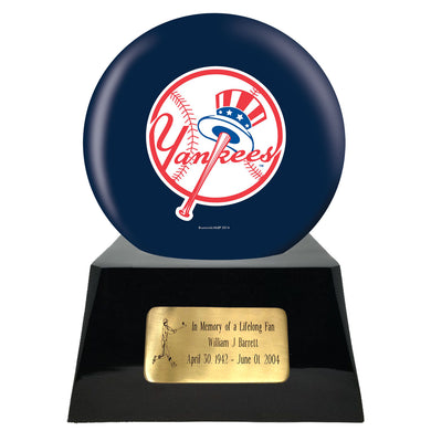 New York Yankees Urn and Baseball Team Cremation Urn - New York Yankees Ball Decor with custom metal Plaque - Baseball Team Cremation Urns For Adult & Human Ashes - Memorials4u