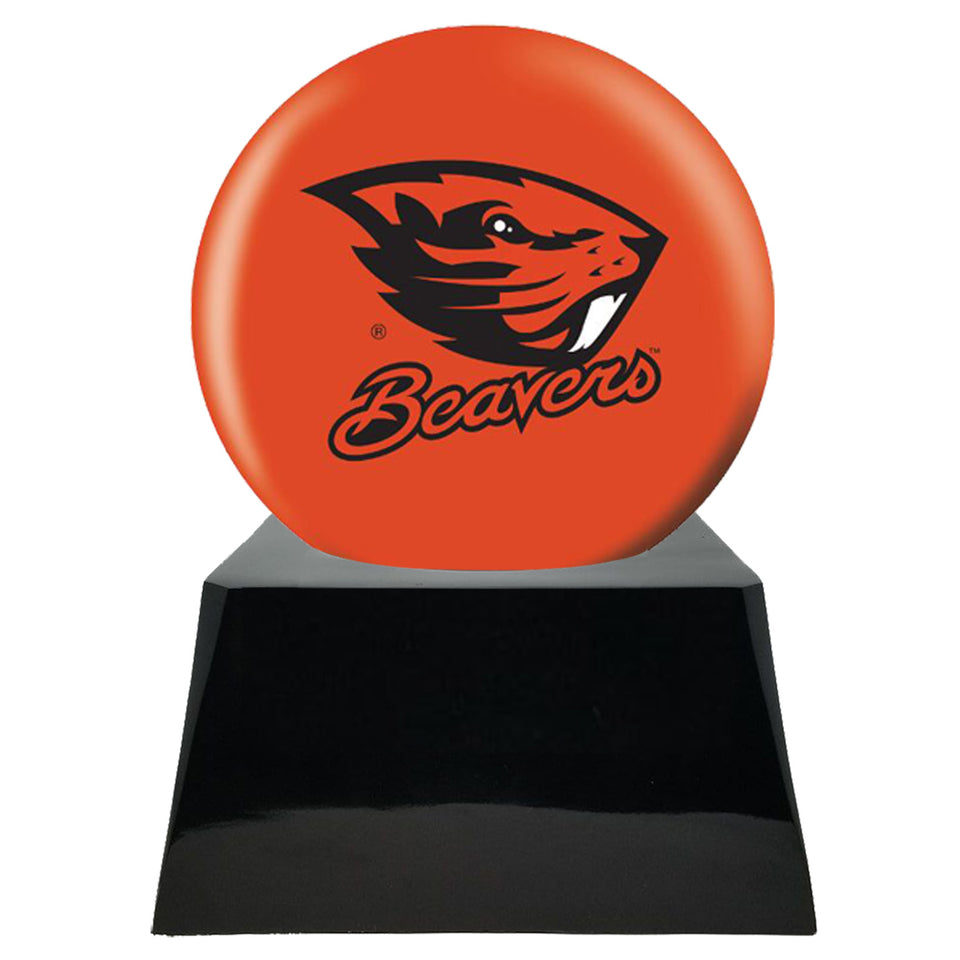 Football Cremation Urns For Human Ashes - Football Team Cremation Urn and Oregon State Beavers Ball Decor with Custom Metal Plaque - Memorials4u