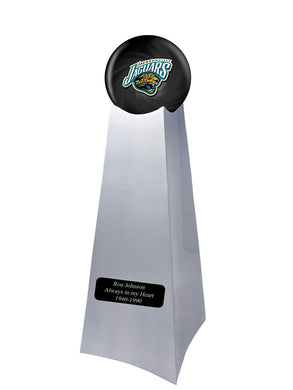 Championship Trophy Cremation Urn with Optional Jacksonville Jaguars Ball Decor and Custom Metal Plaque - Memorials4u