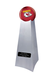 Championship Trophy Cremation Urn with Optional Kansas City Chiefs Ball Decor and Custom Metal Plaque - Memorials4u