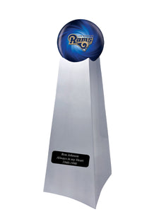 Championship Trophy Cremation Urn with Optional Los Angeles Rams Ball Decor and Custom Metal Plaque - Memorials4u