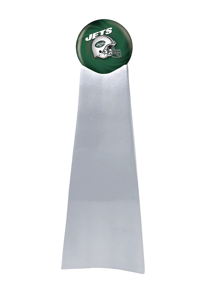 Championship Trophy Cremation Urn with Optional Football and New York Jets Ball Decor and Custom Metal Plaque - Memorials4u