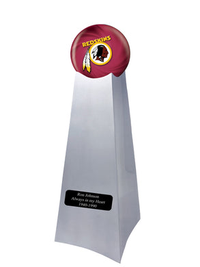 Championship Trophy Cremation Urn with Optional Football and Washington Redskins Ball Decor and Custom Metal Plaque - Memorials4u