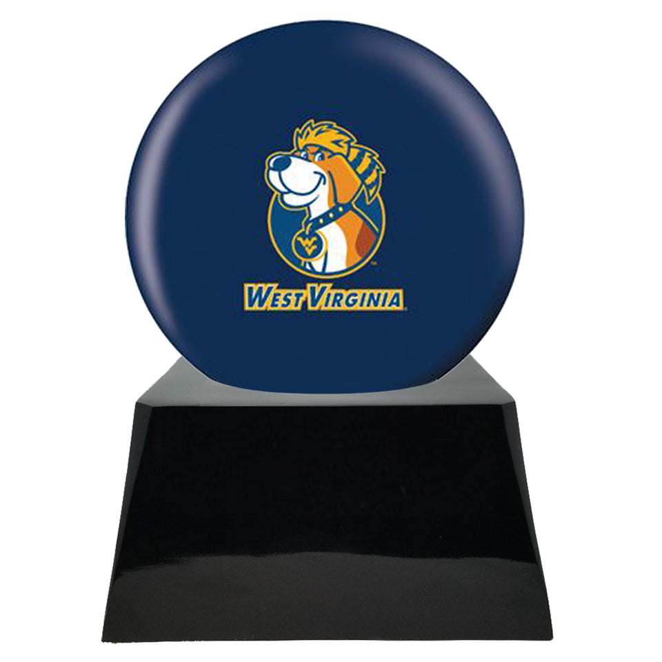 Football Cremation Urns For Human Ashes - Football Team Cremation Urn and West Virginia Mountaineers Ball Decor with Custom Metal Plaque - Memorials4u