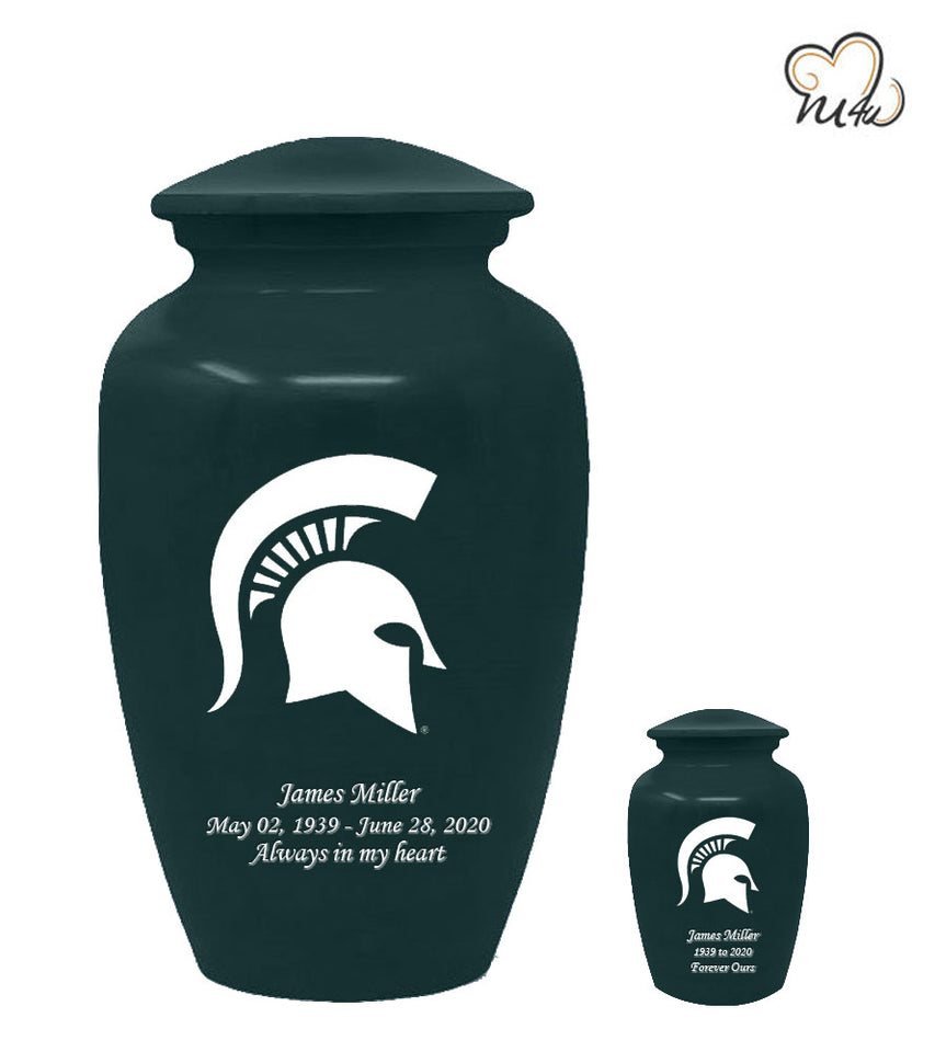 Michigan State University Spartans College Cremation Urn - Green - Memorials4u