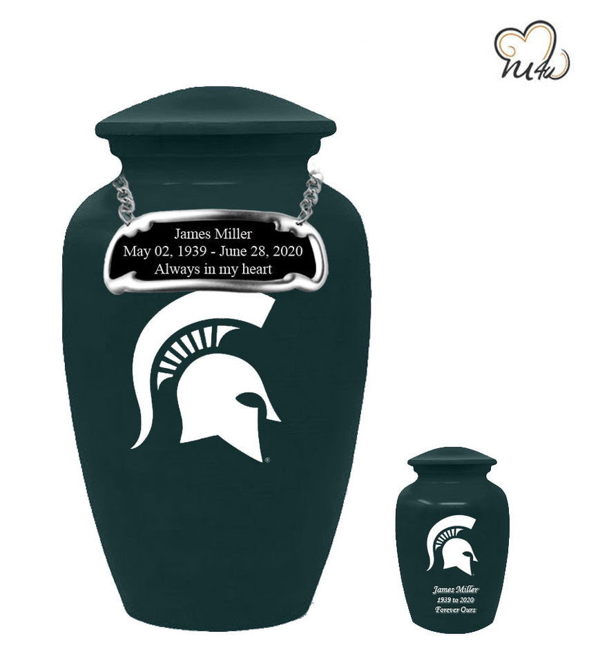 Michigan State University Spartans College Cremation Urn - Green - Memorials4u