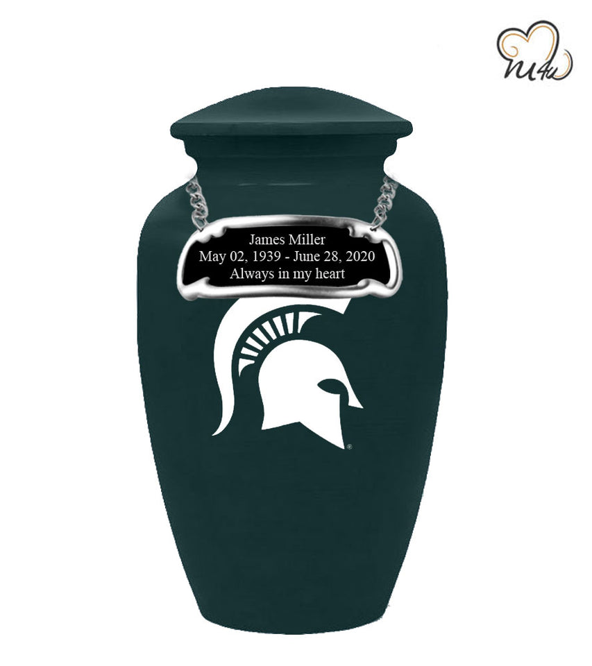 Michigan State University Spartans College Cremation Urn - Green - Memorials4u