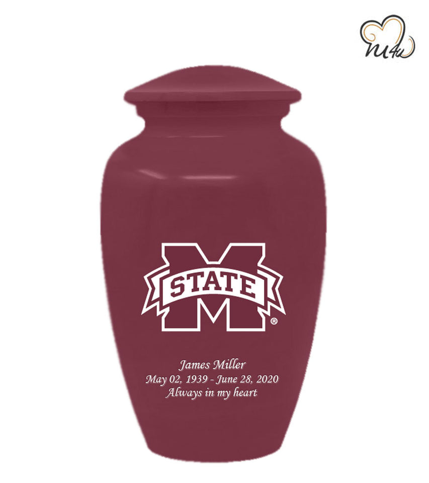 Mississippi Bulldogs College Cremation Urn - Maroon - Memorials4u