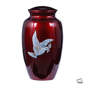 Mother of Pearl Dove Cremation Urn, Hand Painted Cremation Urn - Memorials4u
