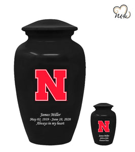 Nebraska University Cornhuskers College Cremation Urn - Black - Memorials4u