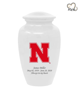 Nebraska University Cornhuskers College Cremation Urn - White - Memorials4u