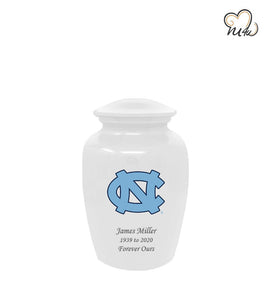 University of North Carolina Tar Heels College Cremation Urn - White - Memorials4u