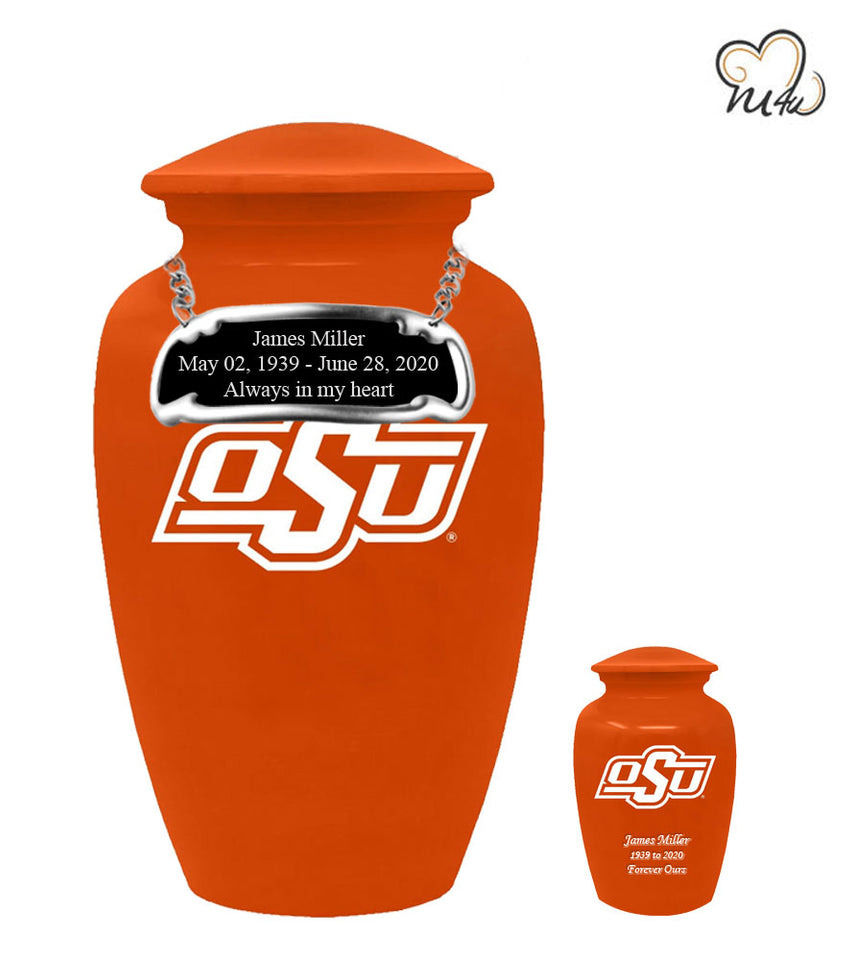 Oklahoma State University Cowboys College Cremation Urn - Orange - Memorials4u