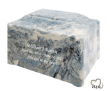 Sky Blue Pillared Cultured Marble Adult Cremation Urn - Memorials4u