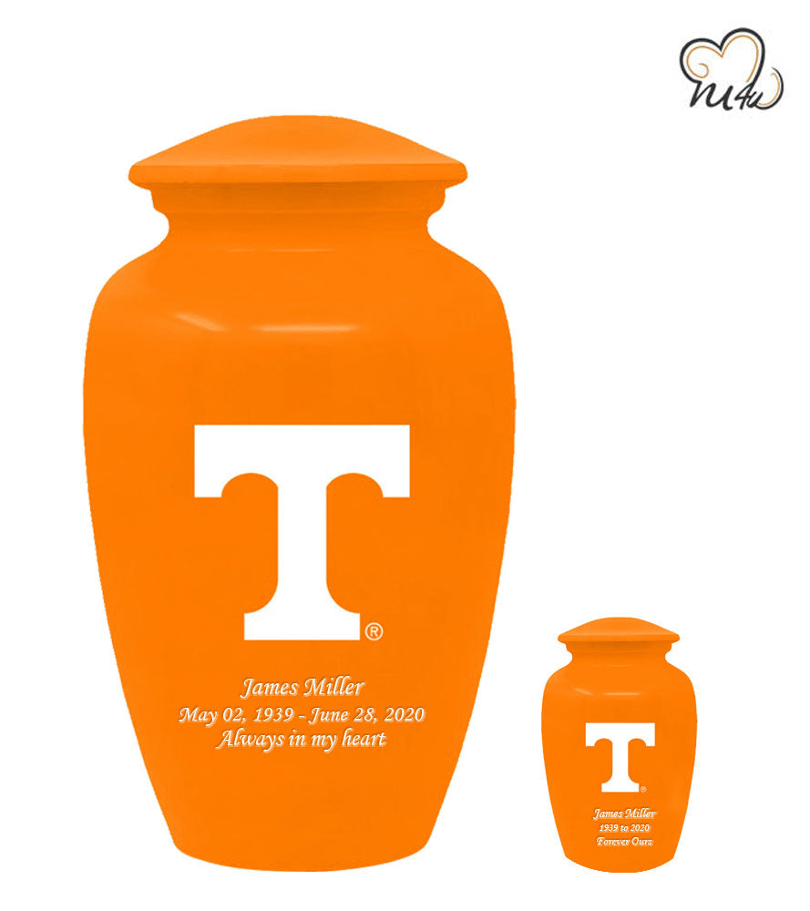 University of Tennessee Volunteers College Cremation Urn - Light Orange - Memorials4u