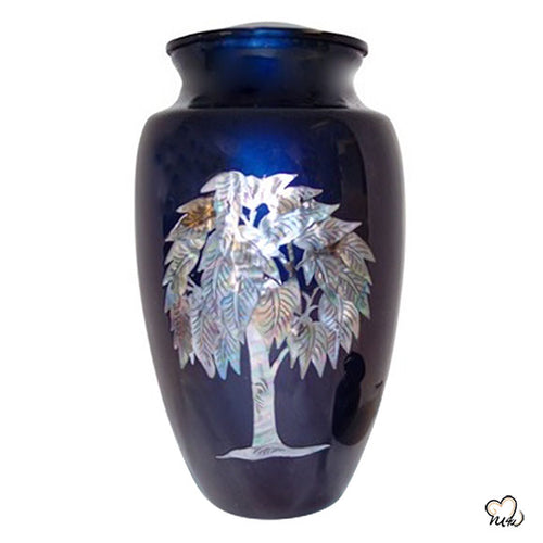 Eternal Tree Mother of Pearl Cremation Urn, Hand Painted Cremation Urn - Memorials4u