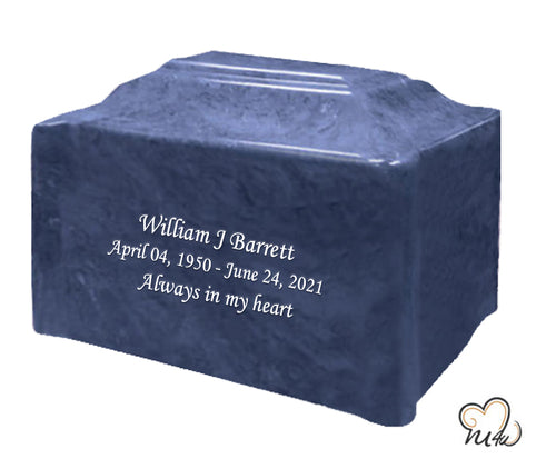 Twilight Blue Pillared Cultured Marble Adult Cremation Urn - Memorials4u