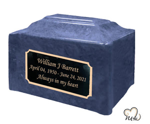 Twilight Blue Pillared Cultured Marble Adult Cremation Urn - Memorials4u