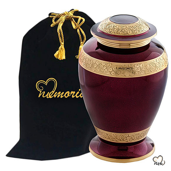 Tyrian Purple Urn for Ashes - Gorgeous Tyrian Purple Urn for Human Ashes Adult With Bag - Memorials4u