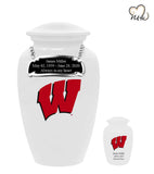 University of Wisconsin Badgers College Cremation Urn- White - Memorials4u