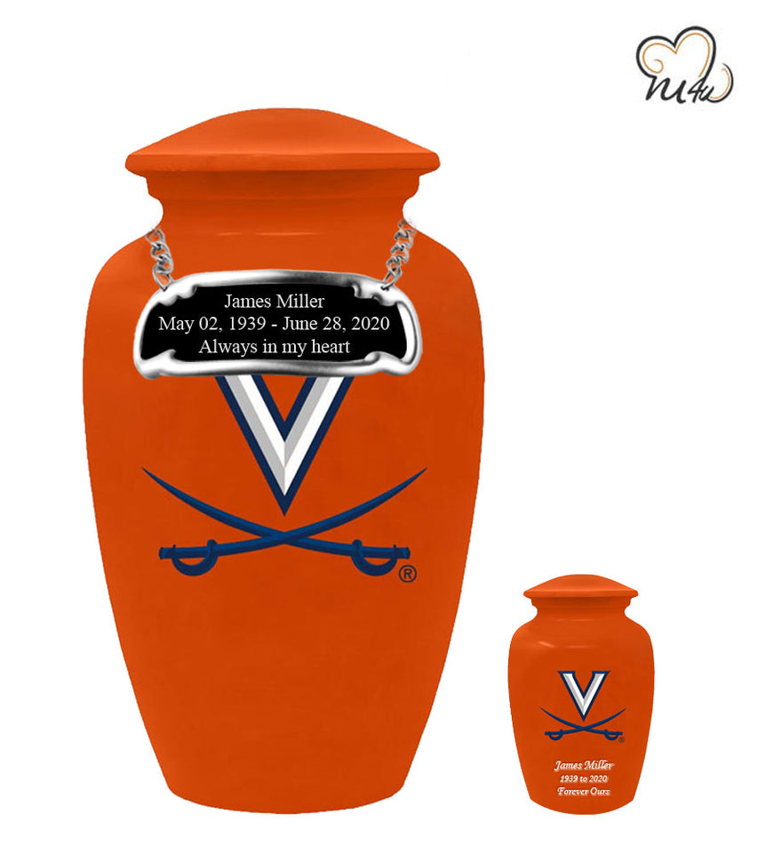 University of Virginia Cavaliers College Cremation Urn - Orange - Memorials4u