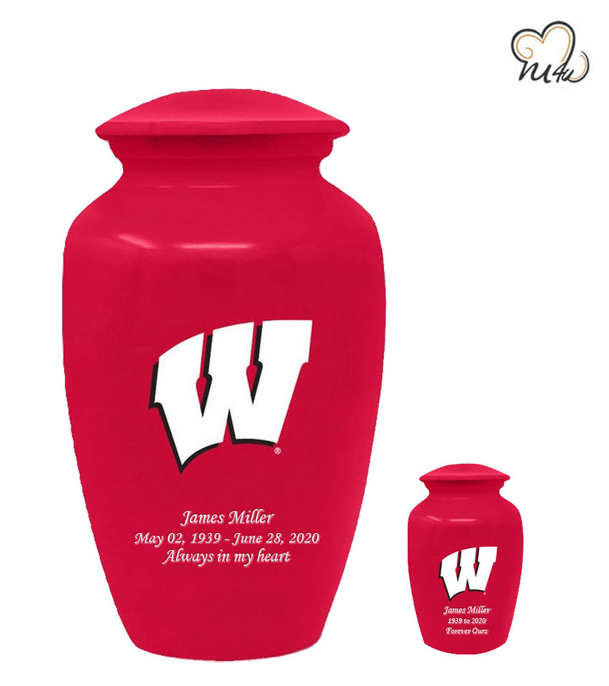 University of Wisconsin Badgers College Cremation Urn- Red - Memorials4u
