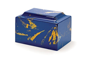 Blue and Gold Cultured Marble Premium Cremation Urn