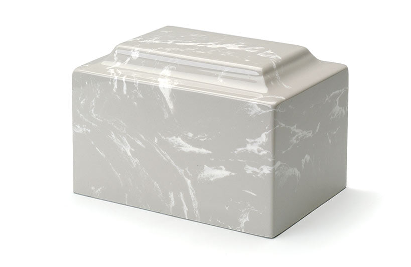 Silver Gray Cultured Marble Premium Cremation Urn